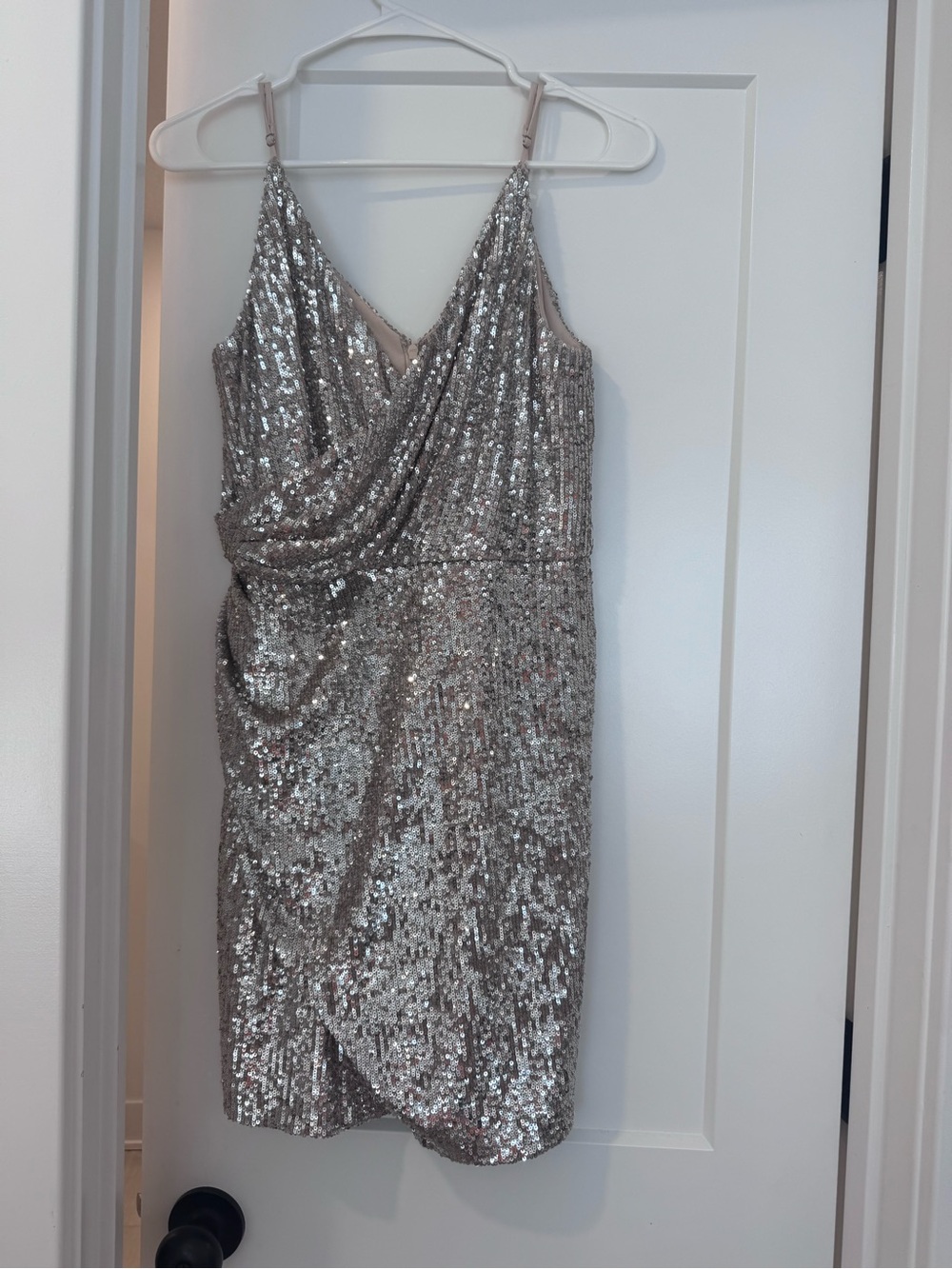 Gianni Bini Sequin Wrap-Front Cocktail Dress - Silver